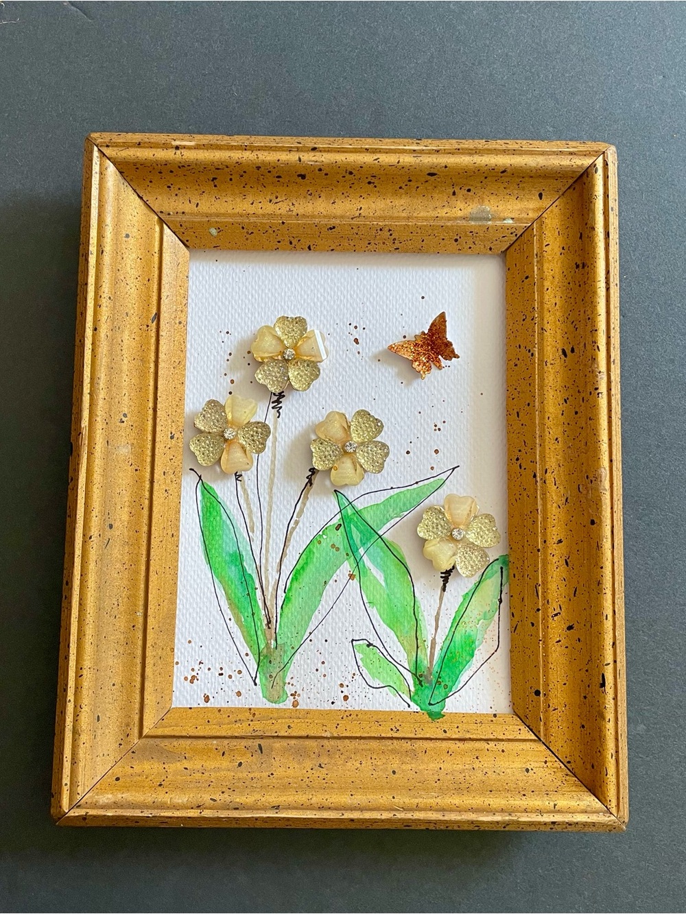 Vintage 3D framed watercolor art - Picture 3 of 4